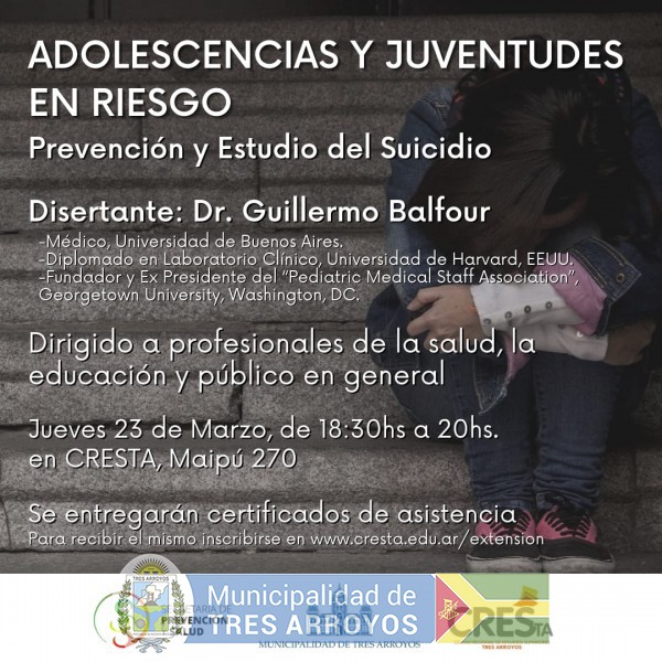 imagen 1 de la noticia ADOLESCENCIAS Y JUVENTUDES EN RIESGOS: Prevención y Estudio del Suicidiopublicada el 2023-03-21